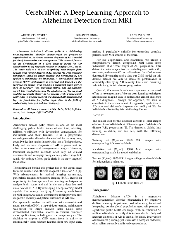 (PDF) CerebralNet: A Deep Learning Approach to Alzheimer Detection from MRI