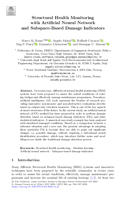 (PDF) Structural Health Monitoring with Artificial Neural Network and ...