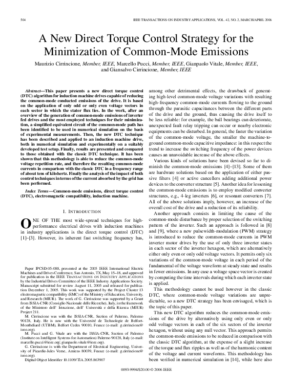 (PDF) A new direct torque control strategy for the minimization of ...