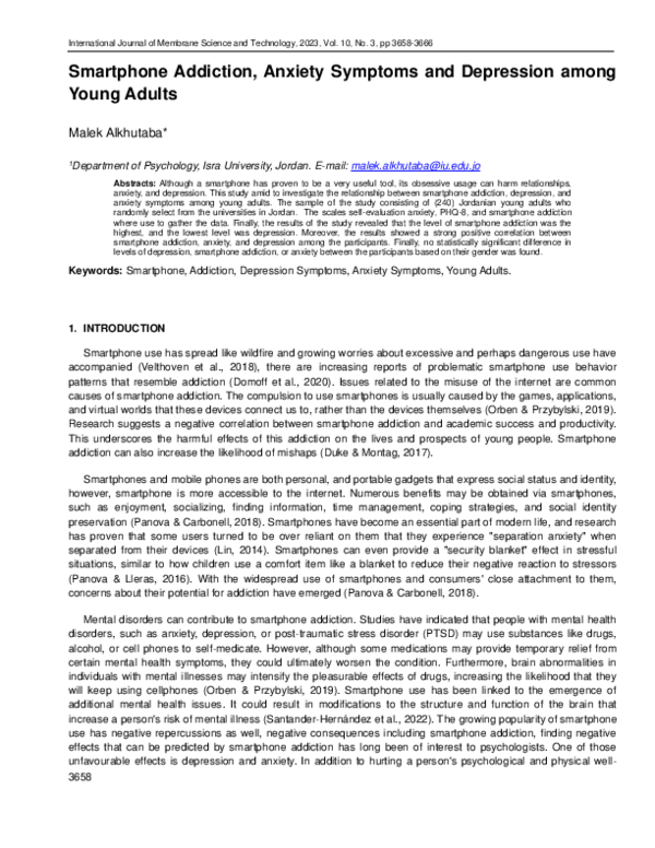 (PDF) Smartphone Addiction, Anxiety Symptoms and Depression among Young ...