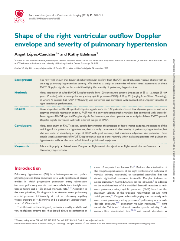 (PDF) Shape of the right ventricular outflow Doppler envelope and ...