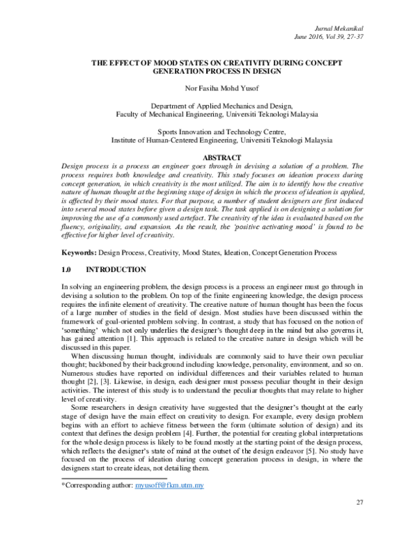 (PDF) The Effect of Mood States on Creativity During Concept Generation ...