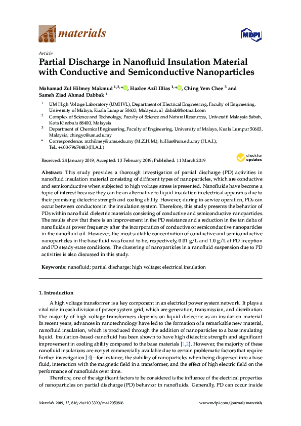 (PDF) Partial Discharge in Nanofluid Insulation Material with ...