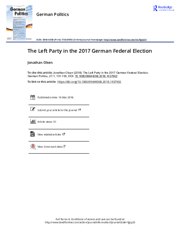 (PDF) The Left Party in the 2017 German Federal Election