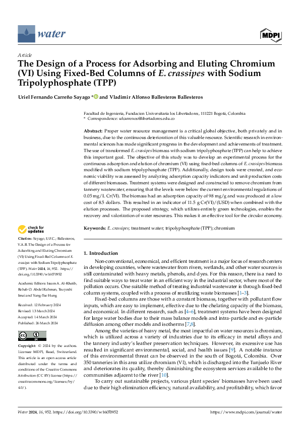 (PDF) The Design of a Process for Adsorbing and Eluting Chromium (VI ...