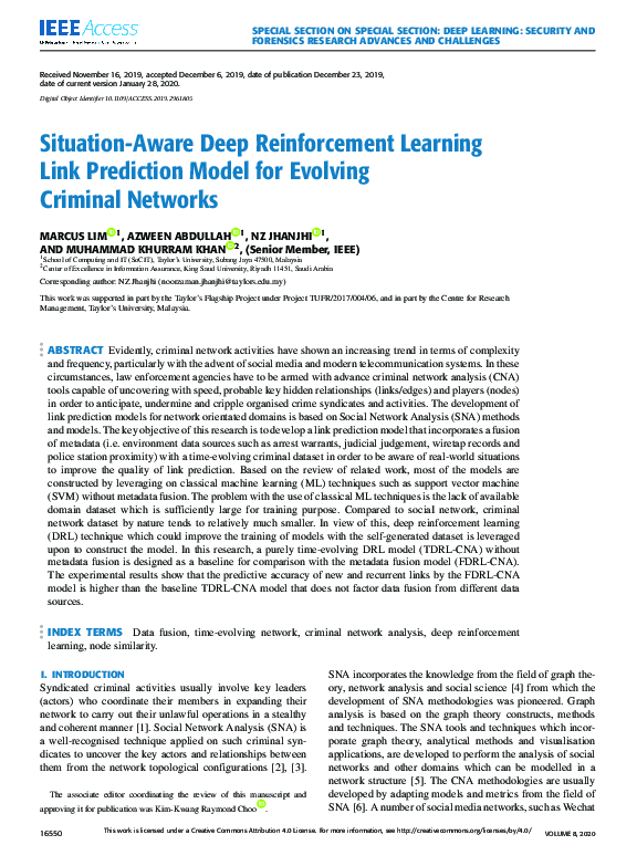(PDF) Situation-Aware Deep Reinforcement Learning Link Prediction Model ...