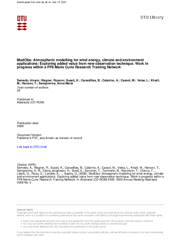 (PDF) ModObs: Atmospheric modelling for wind energy, climate and ...