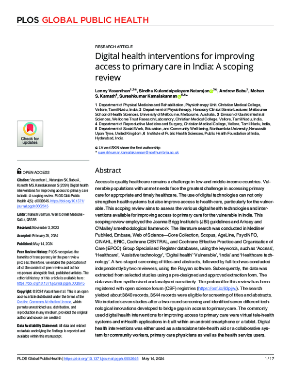 (PDF) Digital health interventions for improving access to primary care ...