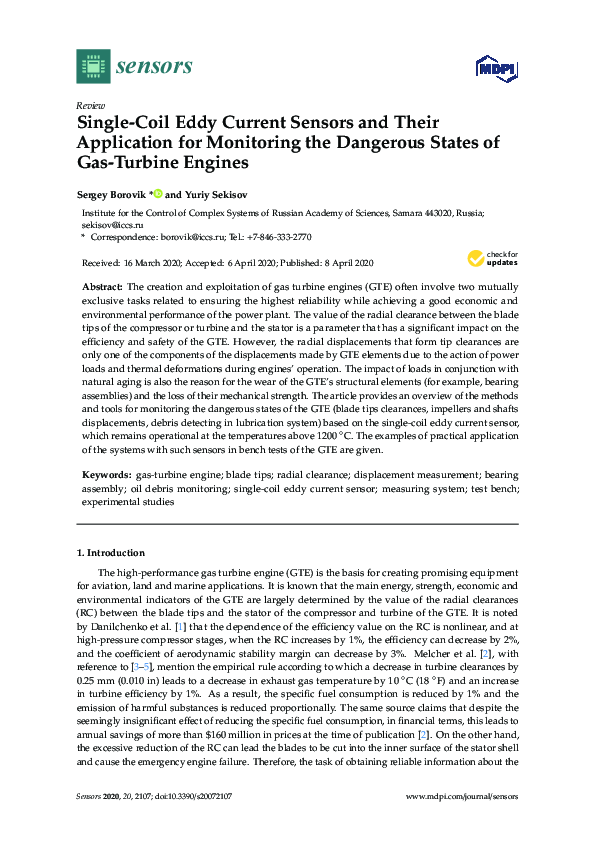 (PDF) Single-Coil Eddy Current Sensors and Their Application for ...