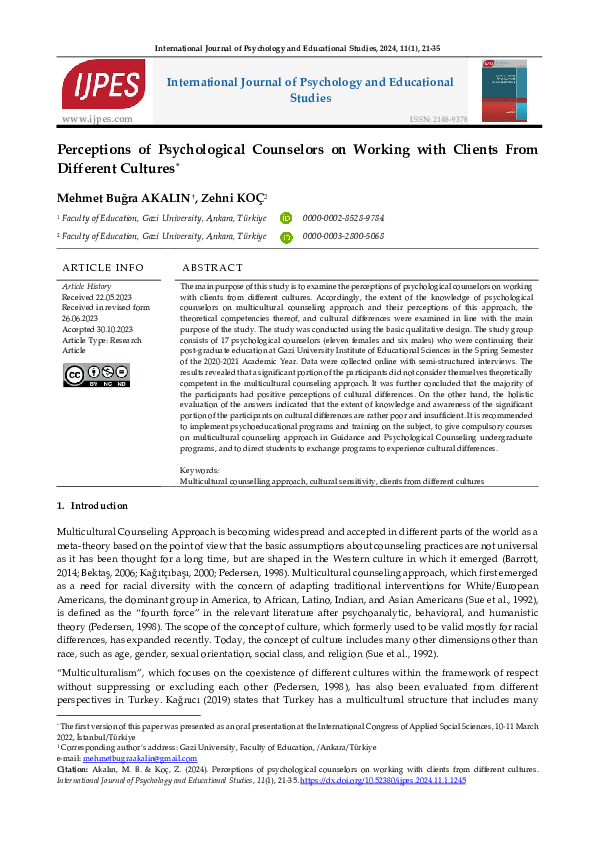 (PDF) Perceptions of Psychological Counselors on Working with Clients ...