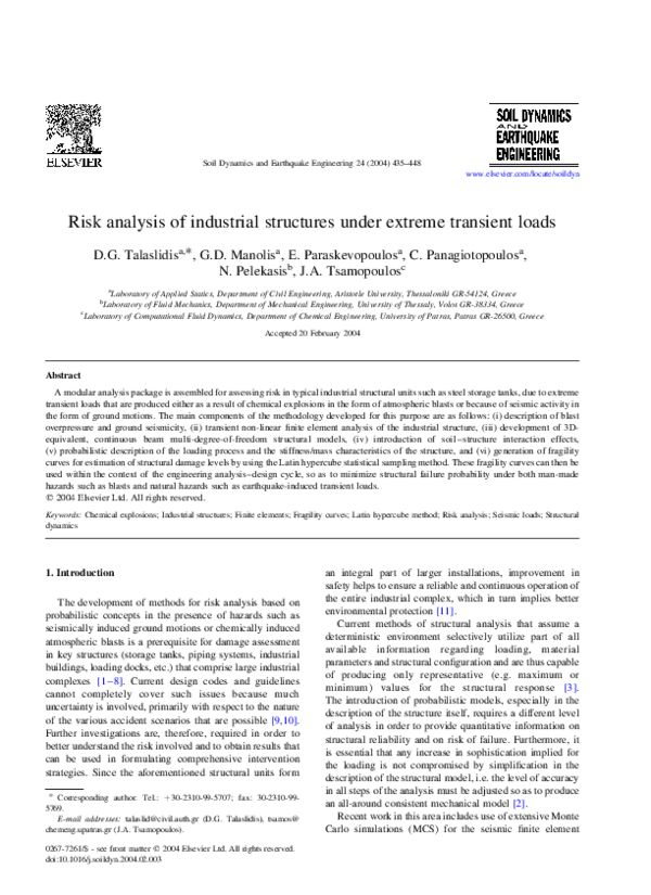 (PDF) Risk analysis of industrial structures under extreme transient loads