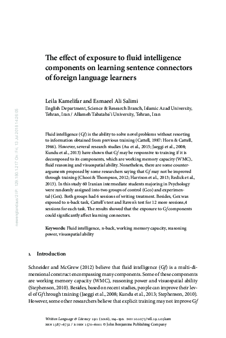 (PDF) The effect of exposure to fluid intelligence components on ...