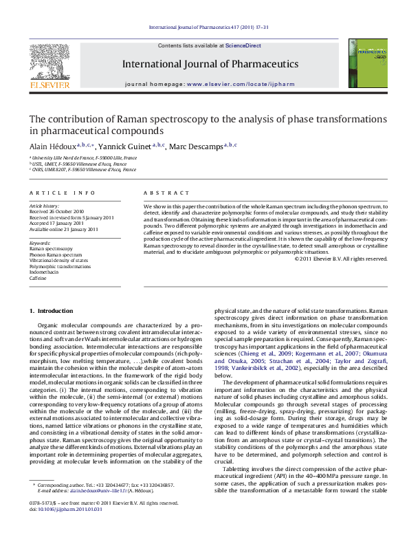 (PDF) The contribution of Raman spectroscopy to the analysis of phase ...