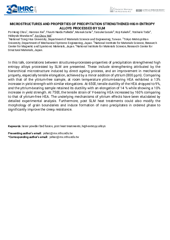 (PDF) Microstructures and properties of precipitation strengthened high ...