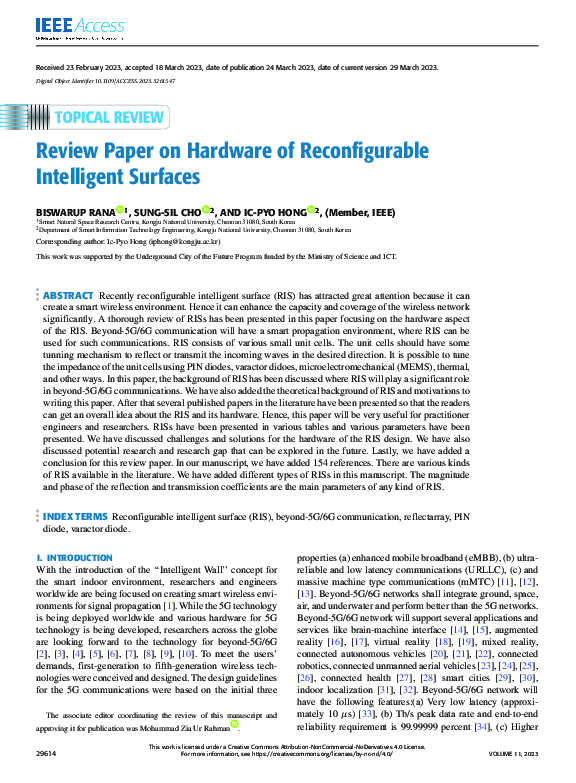 (PDF) Review Paper on Hardware of Reconfigurable Intelligent Surfaces