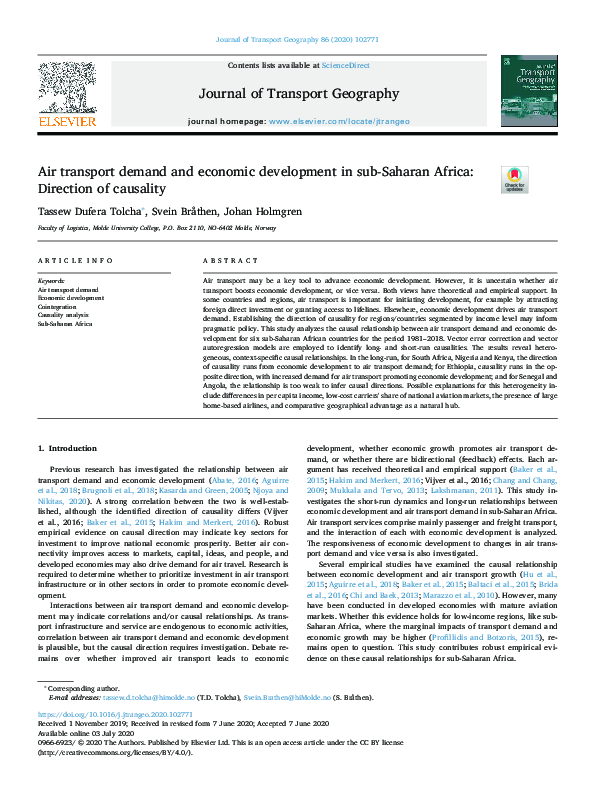 (PDF) Air transport demand and economic development in sub-Saharan ...