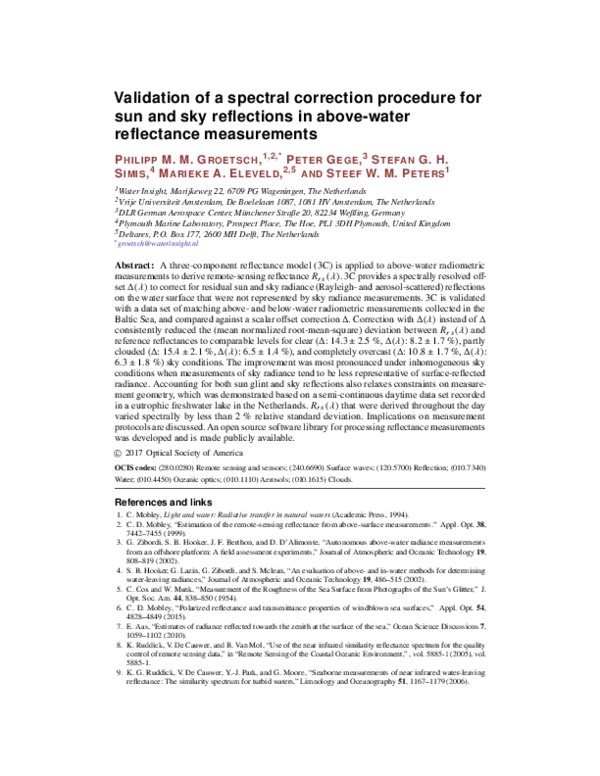 (PDF) Validation of a spectral correction procedure for sun and sky ...