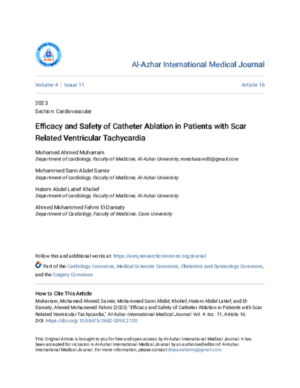 (PDF) Efficacy and Safety of Catheter Ablation in Patients with Scar ...