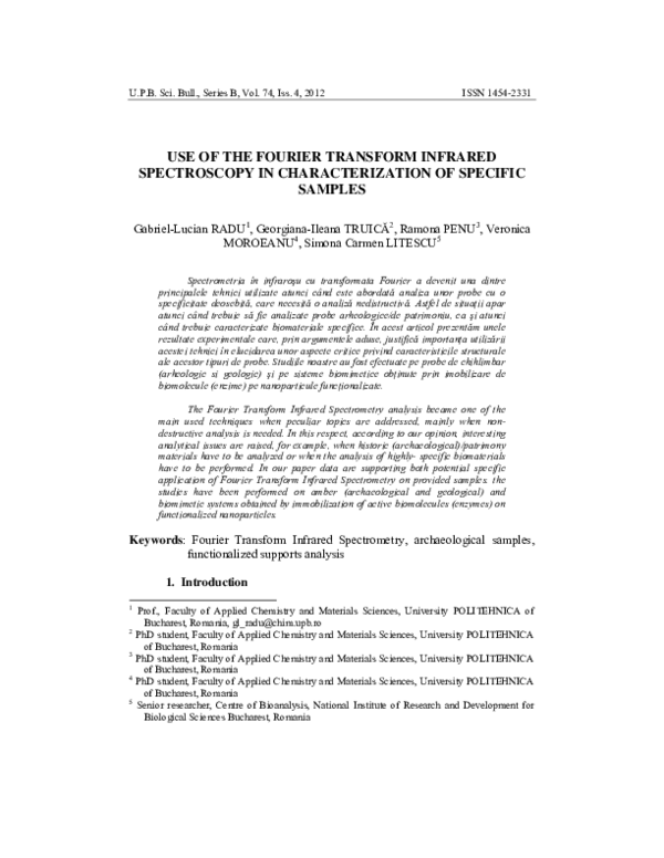 (PDF) Use of the Fourier Transform Infrared Spectroscopy in ...