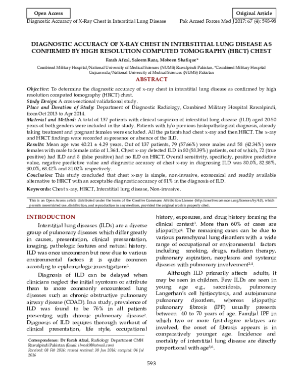 (PDF) Diagnostic Accuracy of X-Ray Chest in Interstitial Lung Disease ...