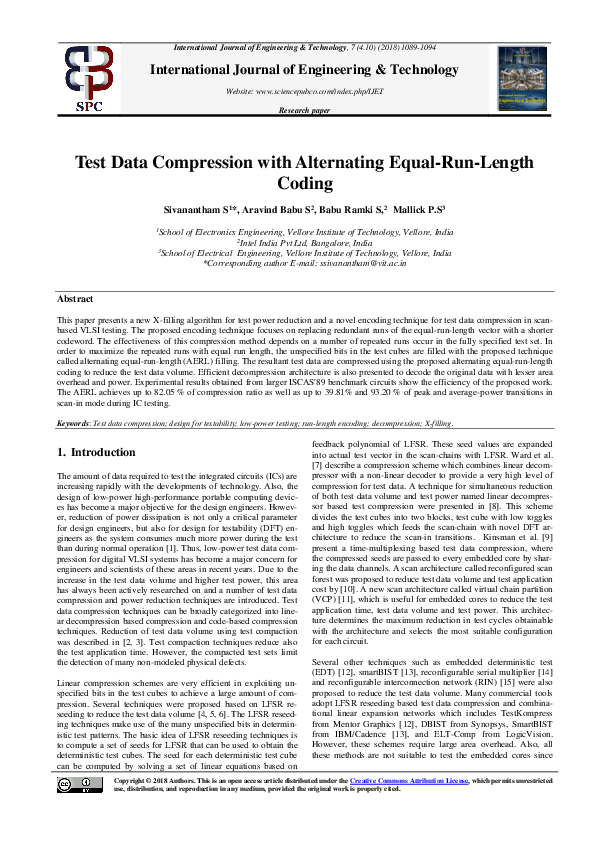 (PDF) Test Data Compression with Alternating Equal-Run-Length Coding