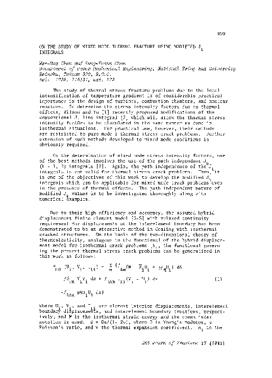 (PDF) On the study of mixed mode thermal fracture using modified Jk ...