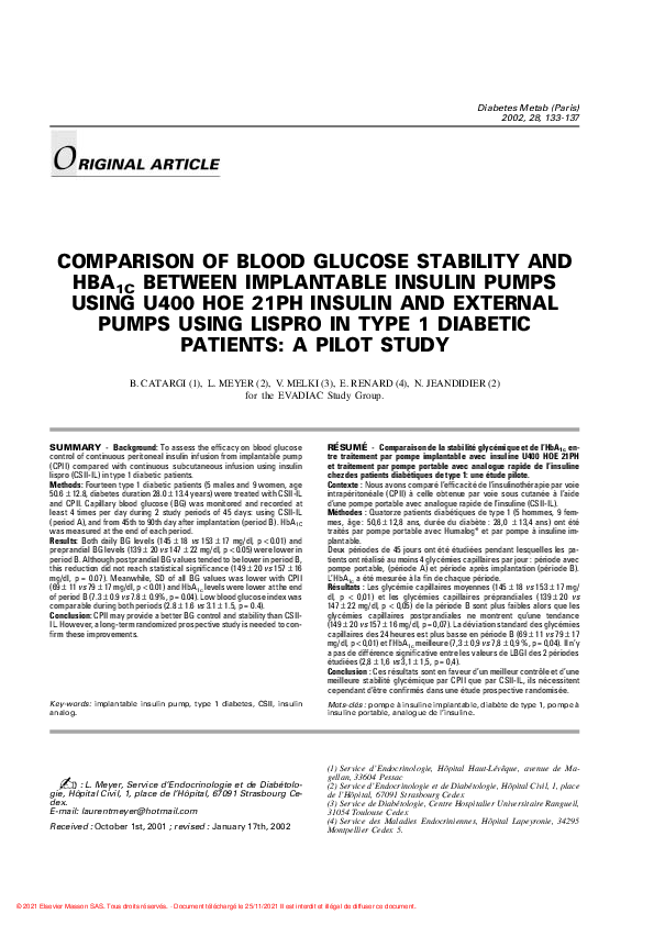 (PDF) Comparison of blood glucose stability and HbA1C between ...