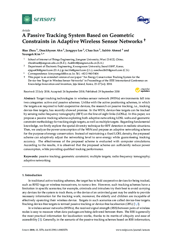 (PDF) A Passive Tracking System Based on Geometric Constraints in ...