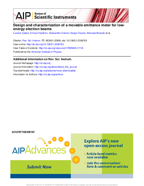 (PDF) Design and characterization of a movable emittance meter for low ...