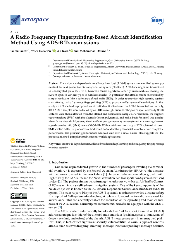 (PDF) A Radio Frequency Fingerprinting-Based Aircraft Identification ...
