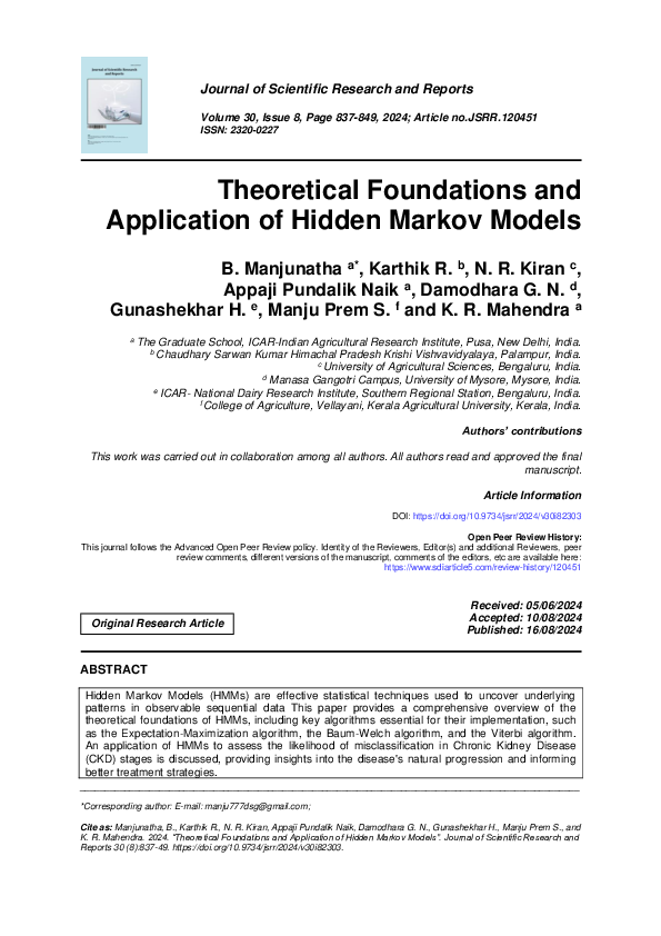 (PDF) Theoretical Foundations and Application of Hidden Markov Models