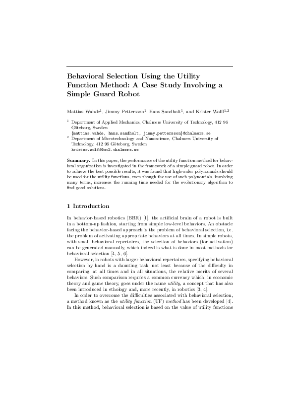 (PDF) Behavioral Selection Using the Utility Function Method: A Case ...