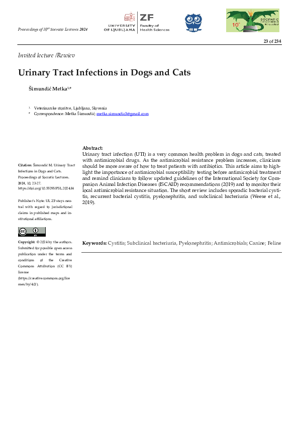 Image showcasing (PDF) Urinary Tract Infections in Dogs and Cats