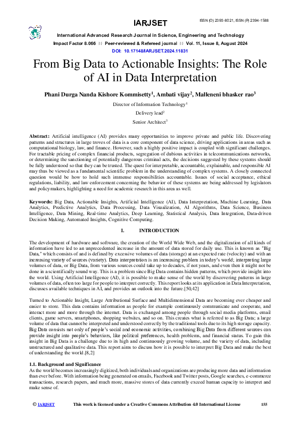 (PDF) From Big Data to Actionable Insights: The Role of AI in Data ...