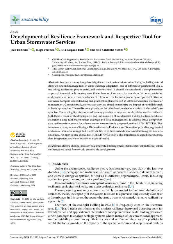 (PDF) Development of Resilience Framework and Respective Tool for Urban ...