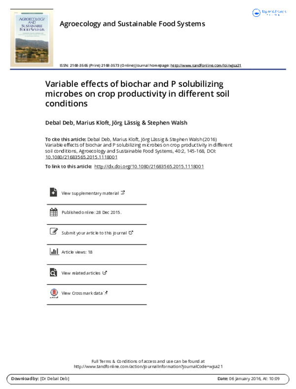 (PDF) Variable effects of biochar and P solubilizing microbes on crop ...
