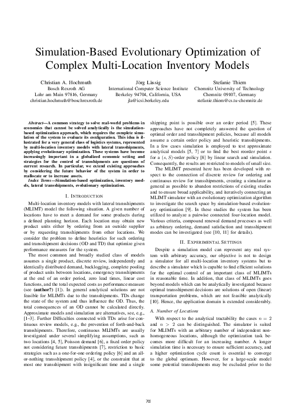 (PDF) Simulation-Based Evolutionary Optimization of Complex Multi ...