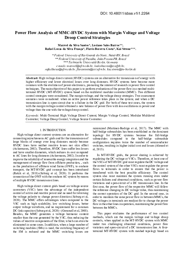 (PDF) Power Flow Analysis of MMC-HVDC System with Margin Voltage and ...