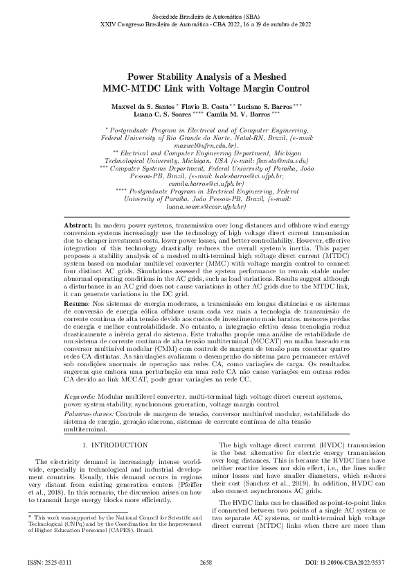 (PDF) Power Stability Analysis of a Meshed MMC MTDC Link with Voltage ...