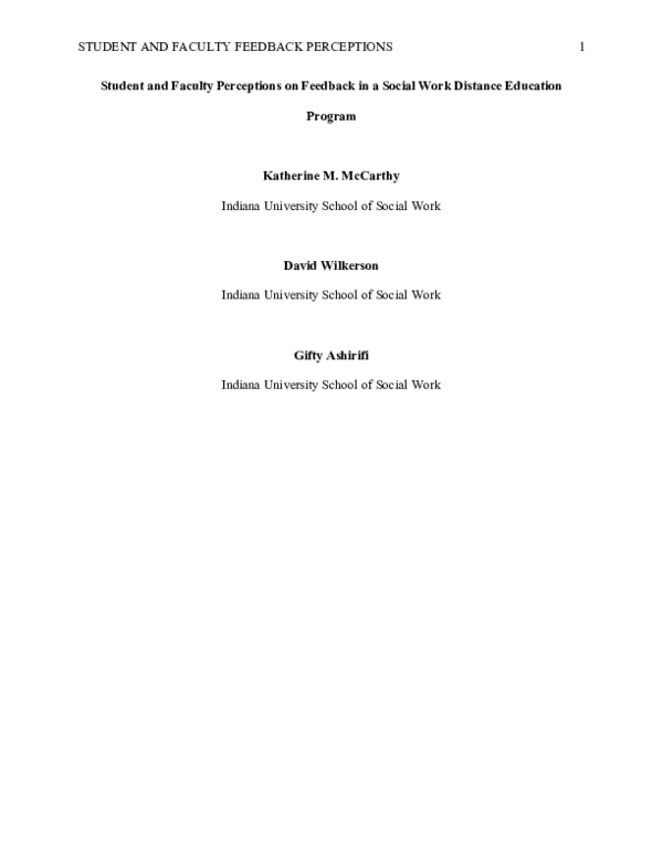 (PDF) Student and Faculty Perceptions on Feedback in a Graduate Social ...