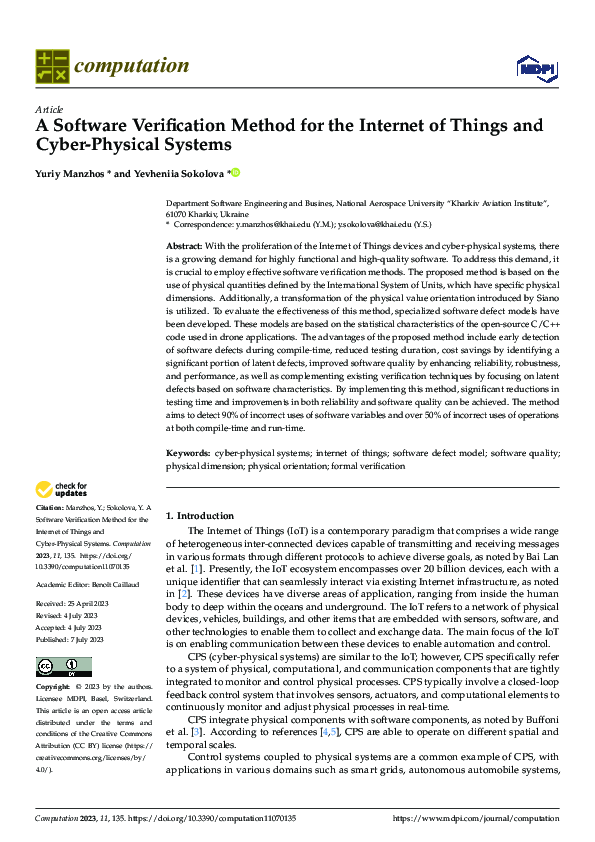 (PDF) A Software Verification Method for the Internet of Things and ...