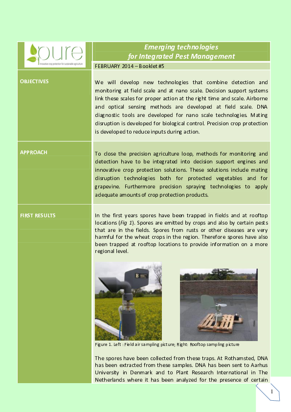 Pdf Emerging Technologies For Integrated Pest Management Concepts