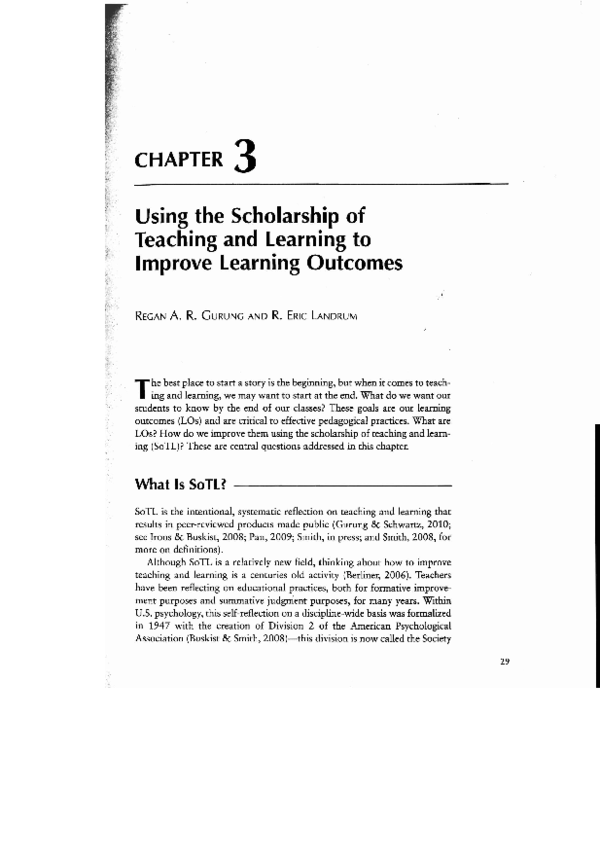 (PDF) Using the Scholarship of Teaching and Learning to Improve ...