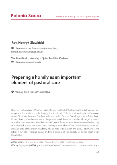 (PDF) Preparing a homily as an important element of pastoral care