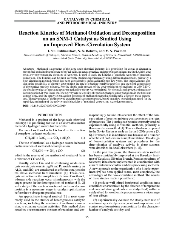 (PDF) Reaction kinetics of methanol oxidation and decomposition on an ...