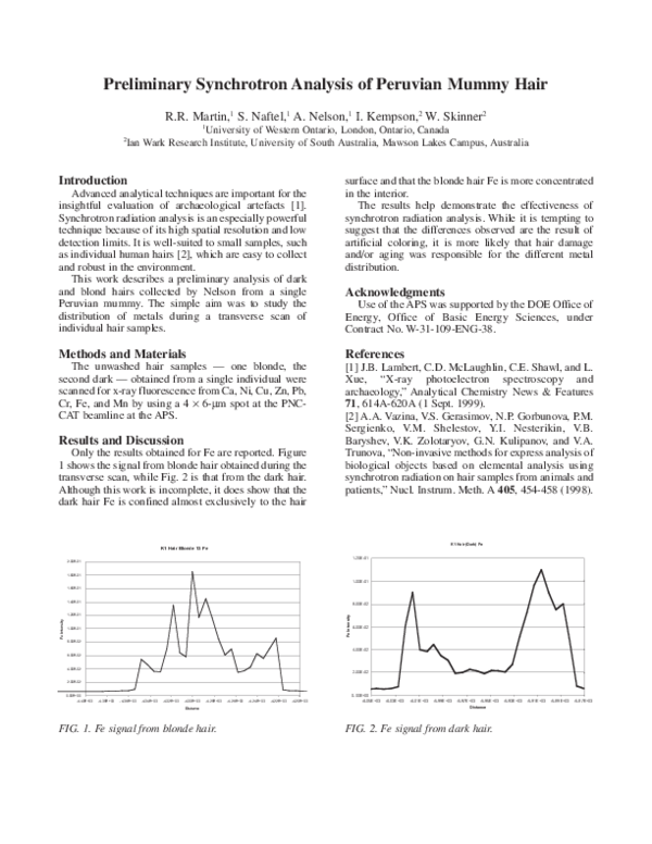 (PDF) Preliminary Synchrotron Analysis of Peruvian Mummy Hair