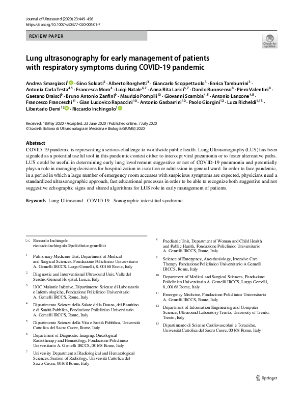 (PDF) Lung ultrasonography for early management of patients with ...