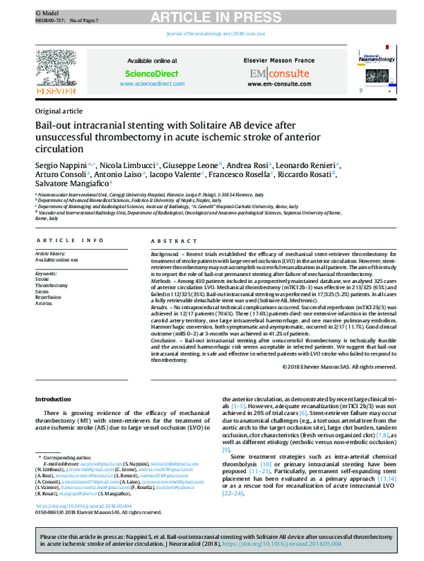 (PDF) Bail-out intracranial stenting with Solitaire AB device after ...