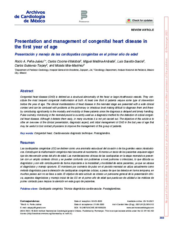 (PDF) Presentation and management of congenital heart disease in the ...