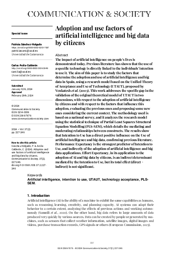 (PDF) Adoption and use factors of artificial intelligence and big data ...